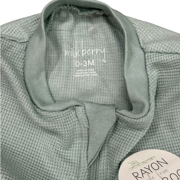 MILKBERRY Baby Bamboo Zippered Footie 0-3m NWT - Picture 3 of 4